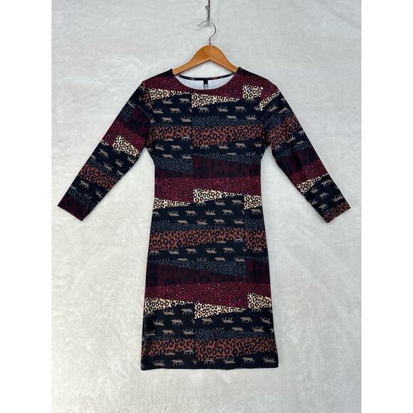 Victoria Sport Leopard Open Back Dress 3/4 Sleeve Black NICE Bodycon MEDIUM‎ - Picture 4 of 16
